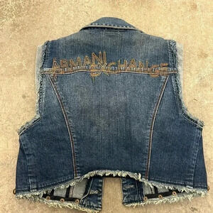 Armani Exchange cropped western  studded star denim vest cowboy festival